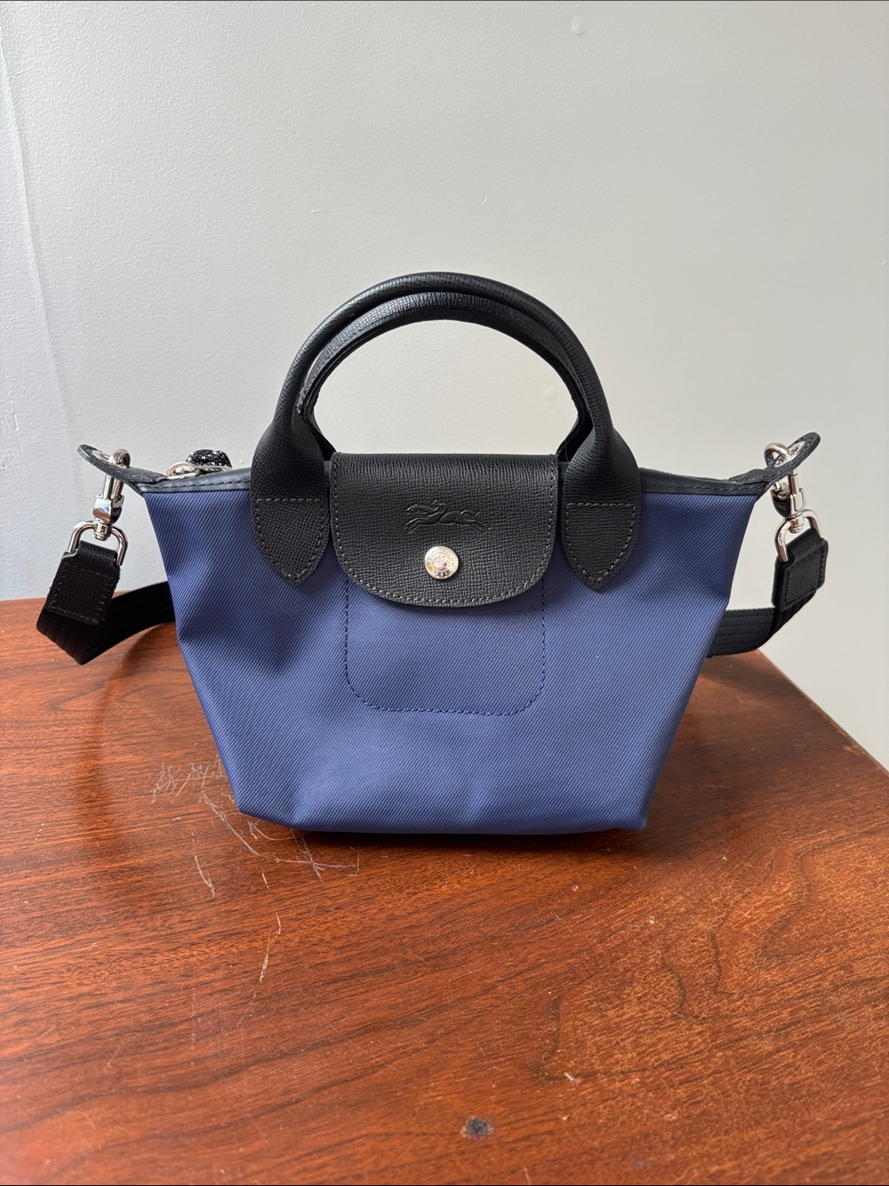 Longchamp XS Le Pilate Crossbody Tote Bag - Navy w/ Black Strap